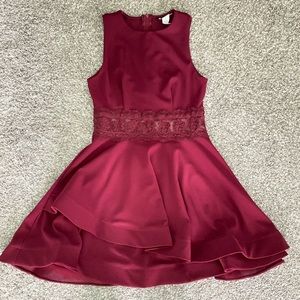 Burgundy semi-formal sleeveless mini dress